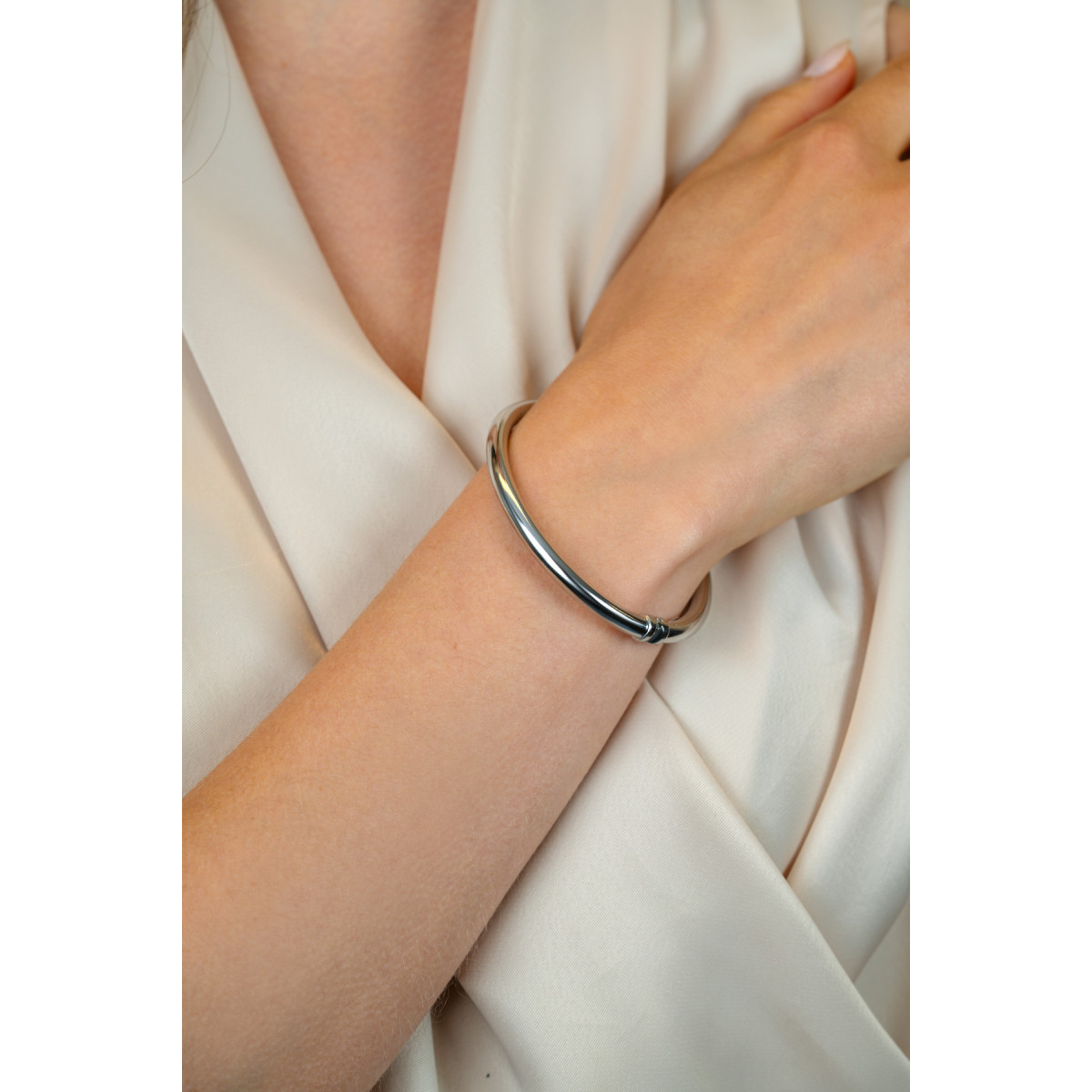 Zinzi ZIA2754 zilveren bangle gerhodineerd 5 mm breed - Diameter 60 mm