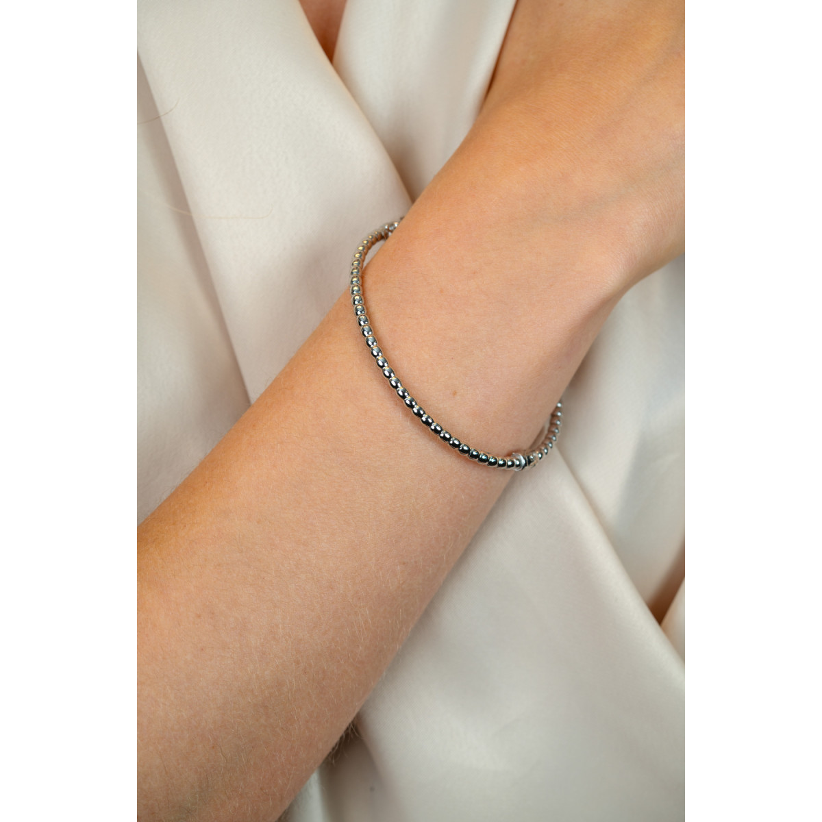 Zinzi ZIA2755 zilveren bangle met glanzende bolletjes 3 mm breed - Diameter 60 mm