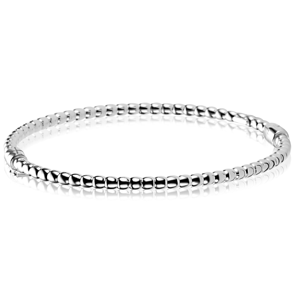 Zinzi ZIA2755 zilveren bangle met glanzende bolletjes 3 mm breed - Diameter 60 mm