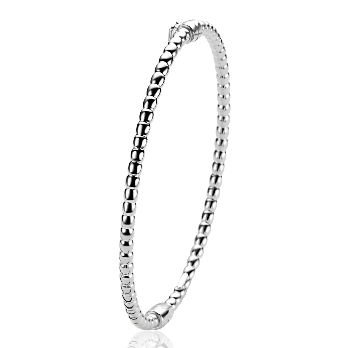 Zinzi ZIA2755 zilveren bangle met glanzende bolletjes 3 mm breed - Diameter 60 mm