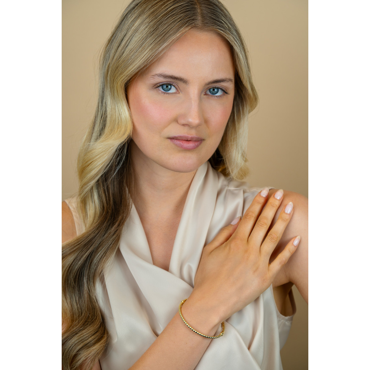 Zinzi ZIA2755G goudkleurige bangle met bolletjes 3.1 mm breed - Diameter 60 mm