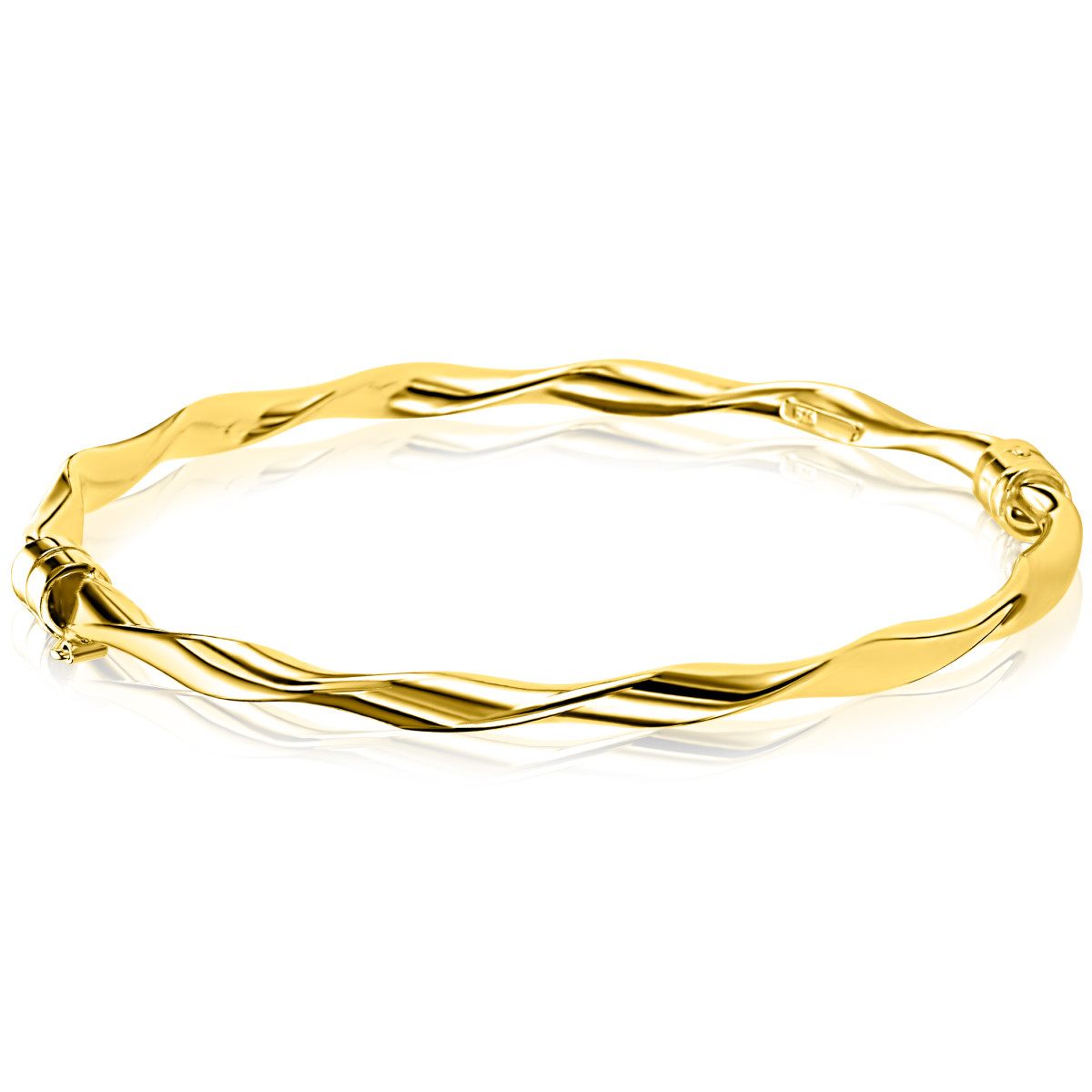 Zinzi ZIA2756G goudkleurige bangle met gedraaide vorm 4 mm breed - Diameter 60 mm