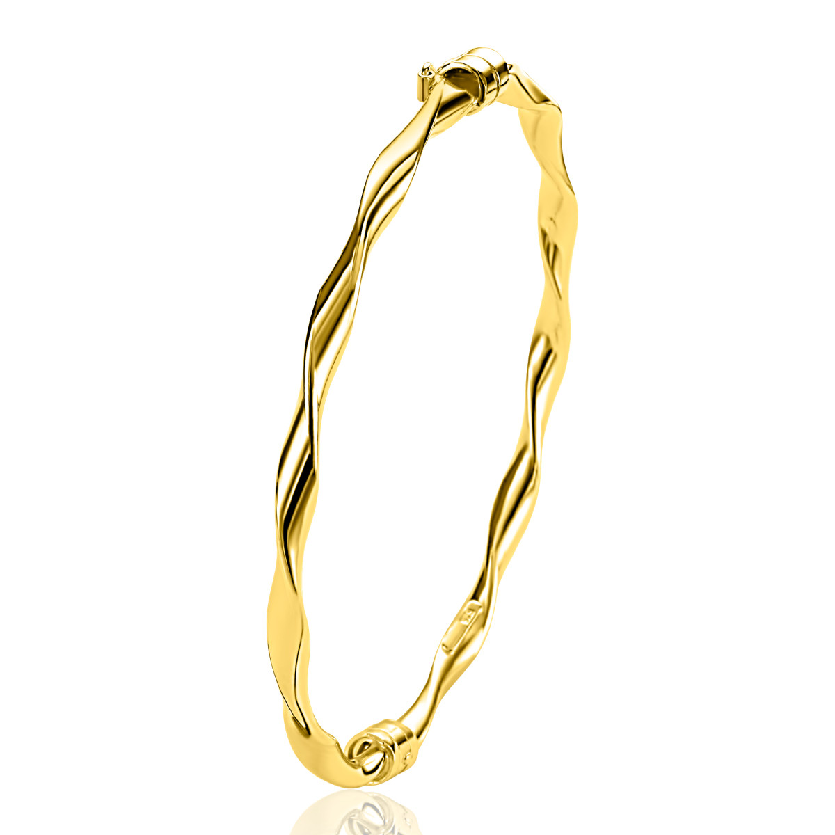 Zinzi ZIA2756G goudkleurige bangle met gedraaide vorm 4 mm breed - Diameter 60 mm