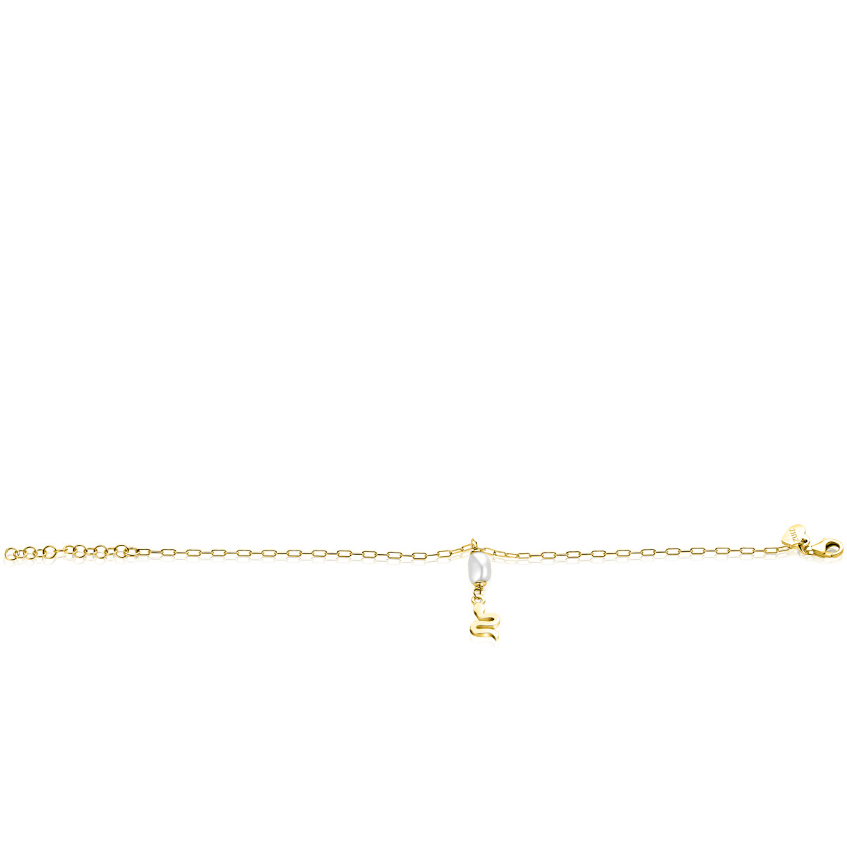 Zinzi ZIA2761 goudkleurige armband met slang en witte parel 24 mm breed - Lengte 17-20 cm