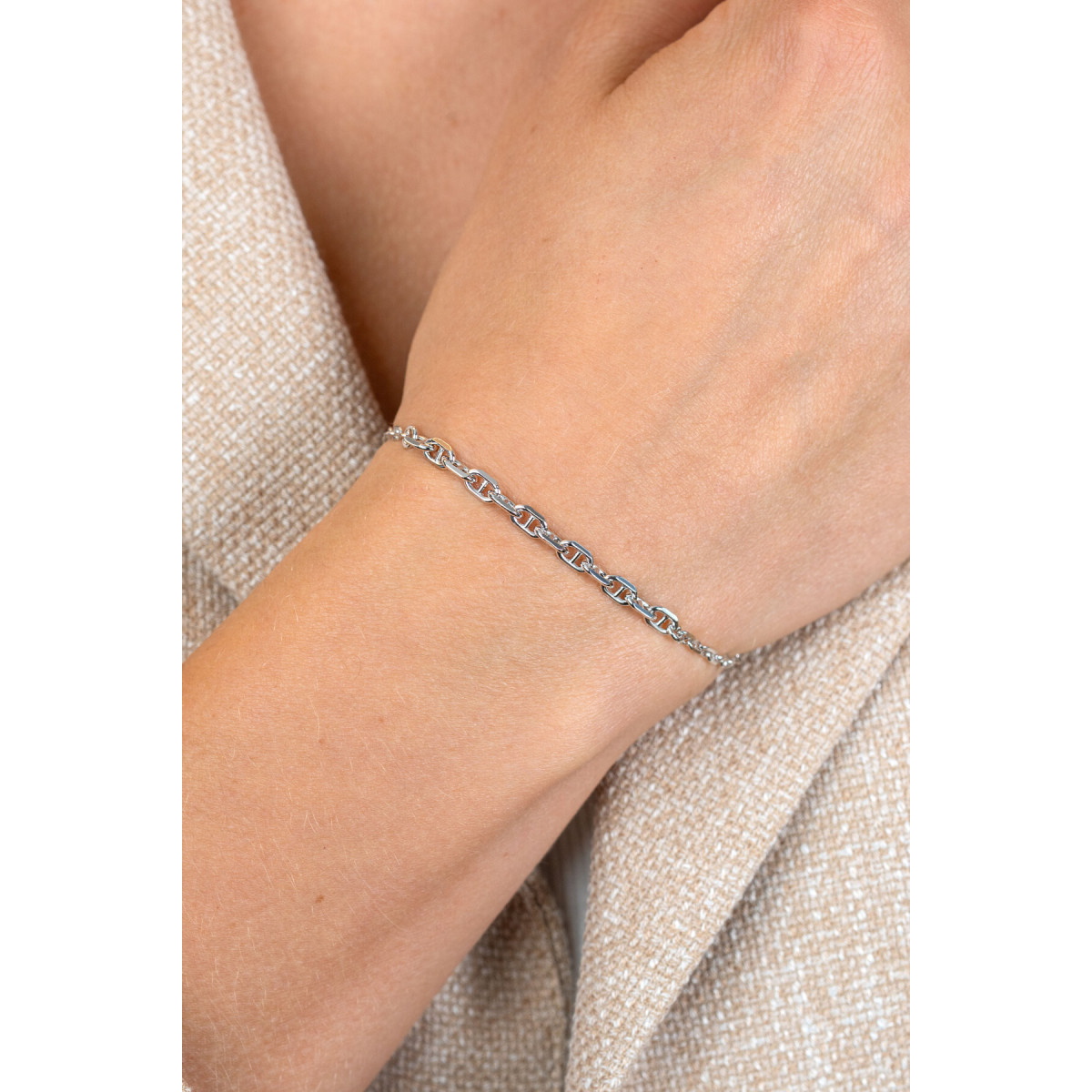 Zinzi ZIA2762 zilveren armband met marine schakels 3.8 mm breed - Lengte 17-20 cm