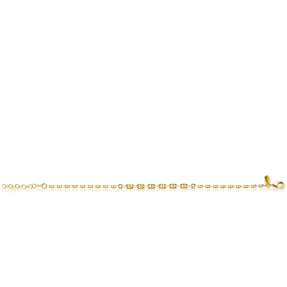 Zinzi ZIA2762G goudkleurige armband met marine schakels 3.8 mm breed - Lengte 17-20 cm