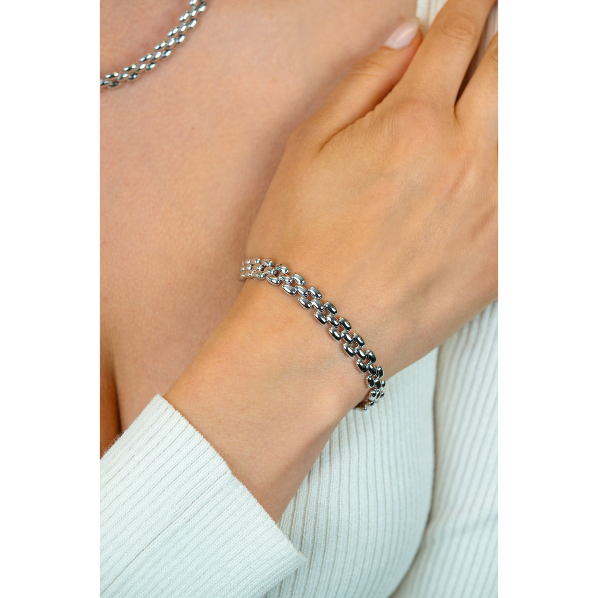 Zinzi ZIA2764 zilveren armband met rolex-style schakels 8 mm breed - Lengte 19 cm