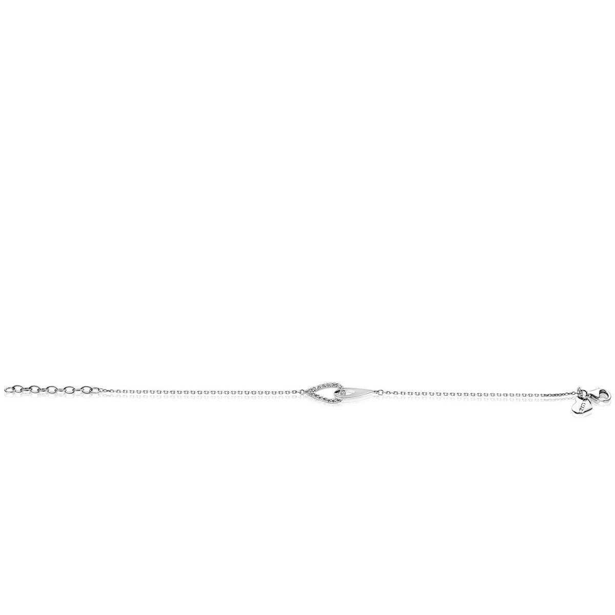 Zinzi ZIA2768 zilveren armband met 2 druppels en zirkonia 7.3 mm breed - Lengte 17-20 cm