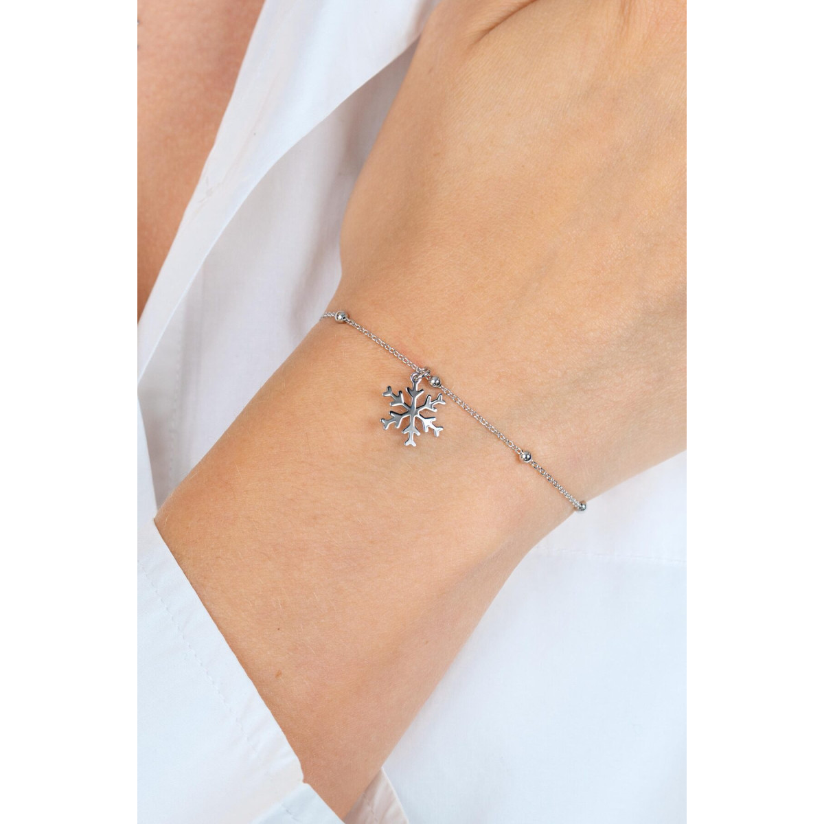 Zinzi ZIA2777 zilveren armband met sneeuwvlok hanger 14 mm breed - Lengte 17-20 cm