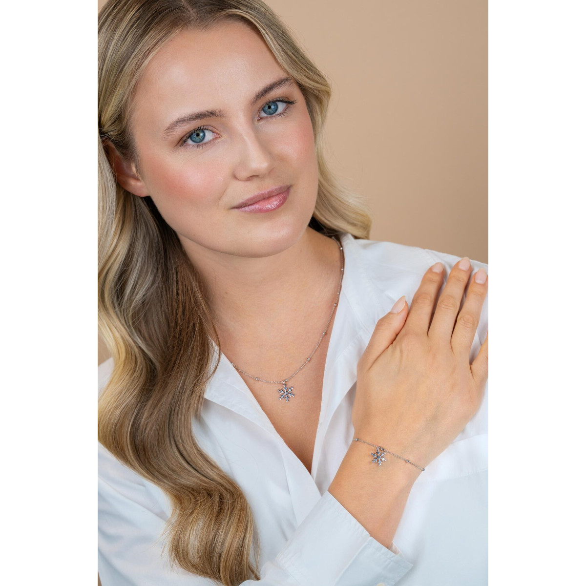 Zinzi ZIA2777 zilveren armband met sneeuwvlok hanger 14 mm breed - Lengte 17-20 cm