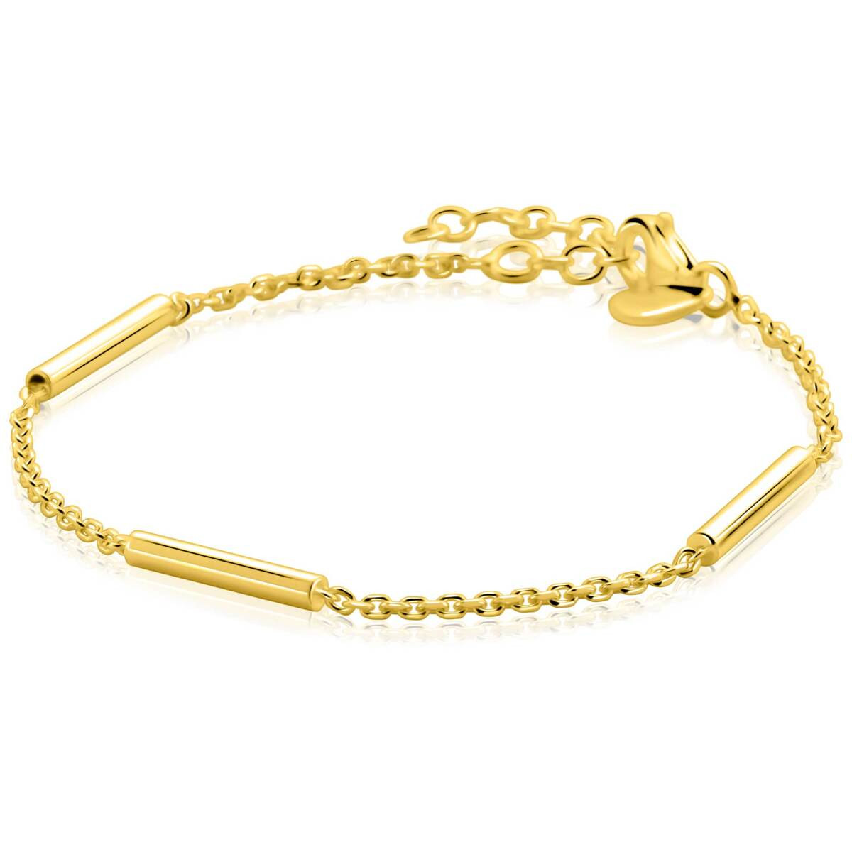 Zinzi ZIA2800G goudkleurige armband met 3 staafjes 2.5 mm breed - Lengte 17-20 cm