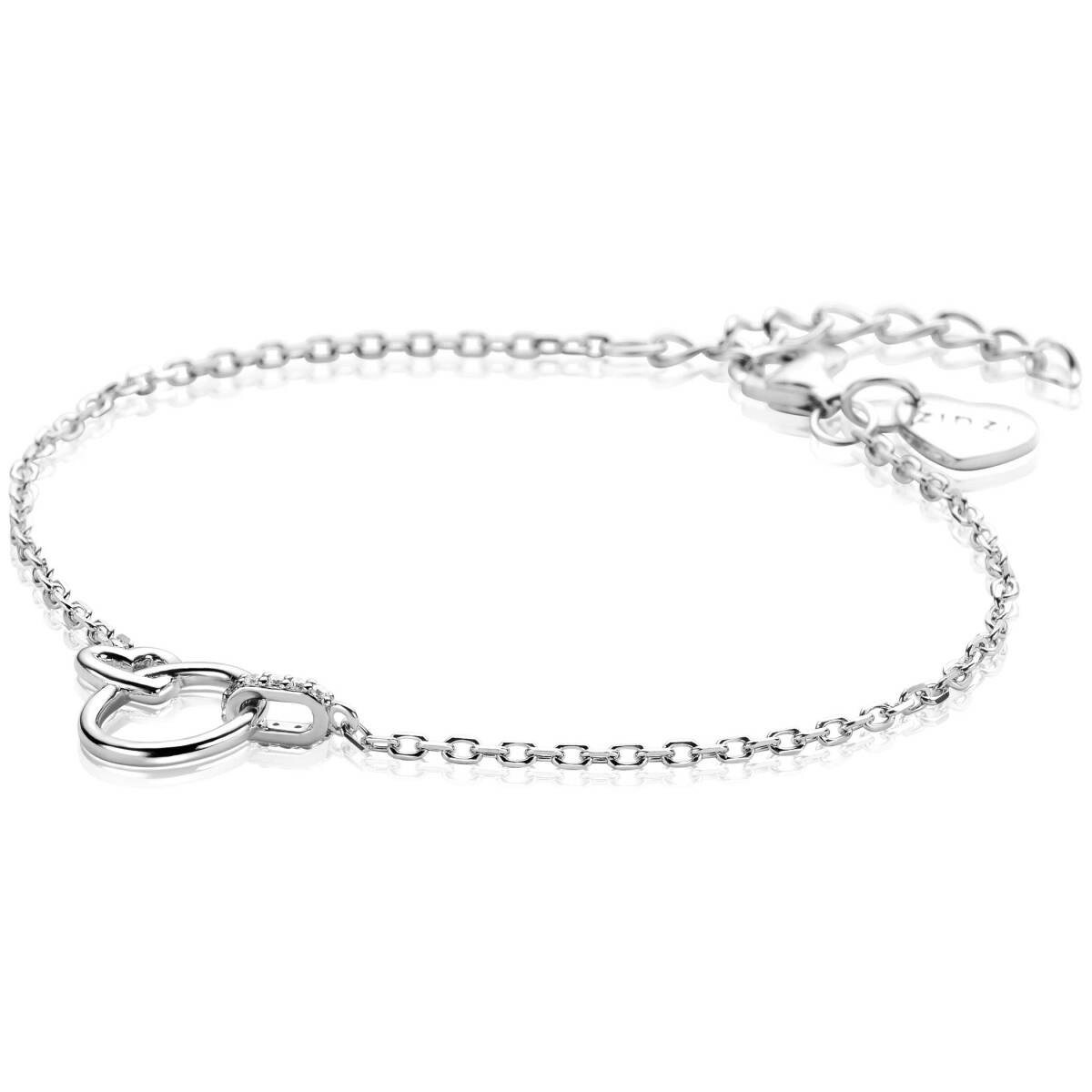 Zinzi ZIA2811 925 zilveren armband met cirkel hartje en ovaal - Lengte 17-20 cm