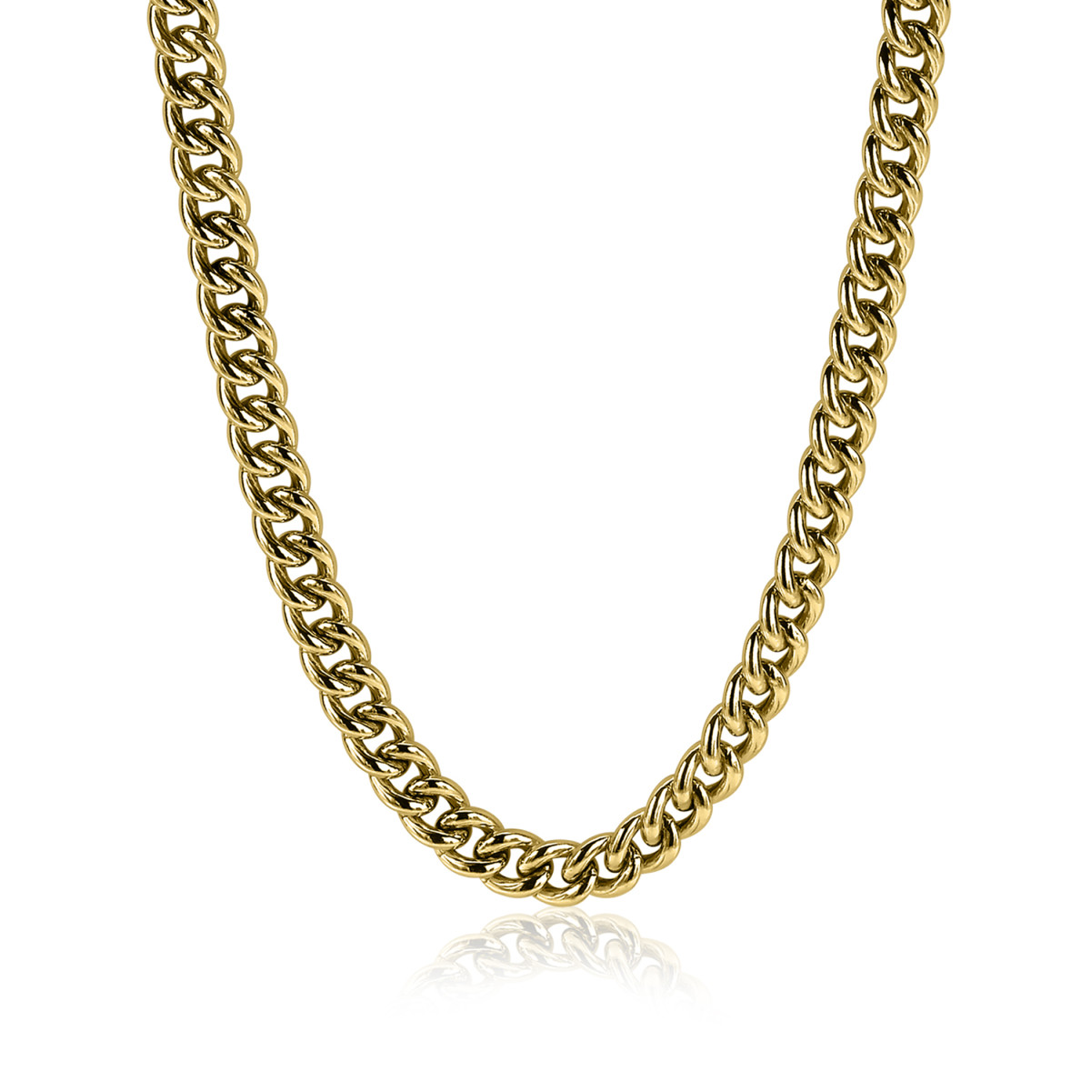 Zinzi ZIC1056G gold plated gourmet schakelketting 6.5 mm breed - Lengte 45 cm