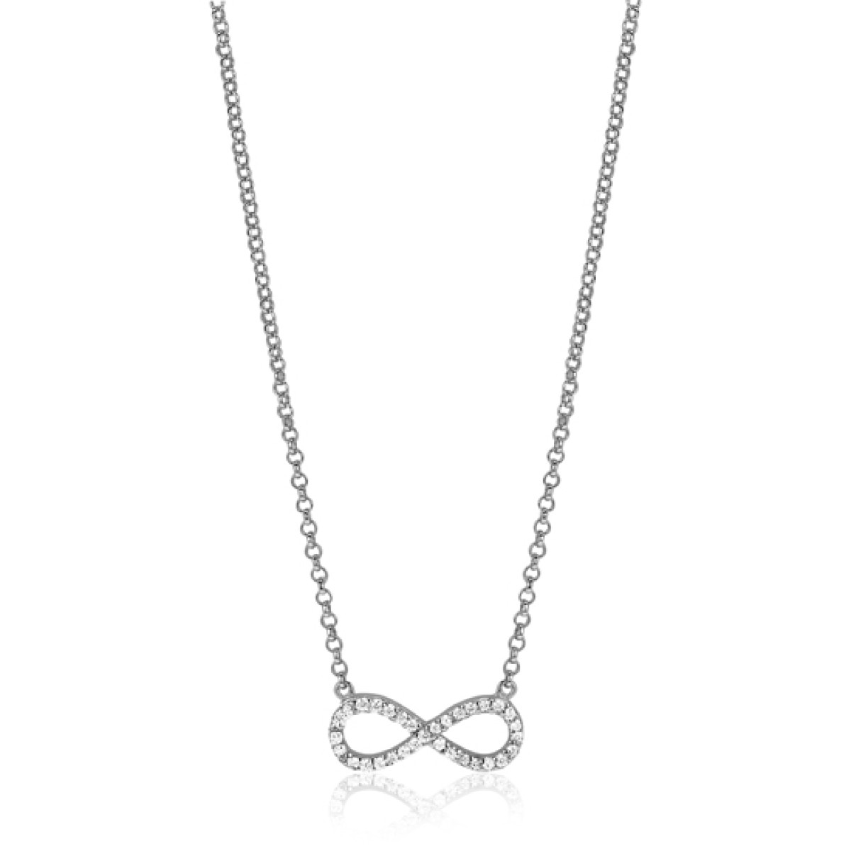 Zinzi ZIC1065 zilveren infinity ketting met zirkonia 6 mm breed - Lengte 42-45 cm