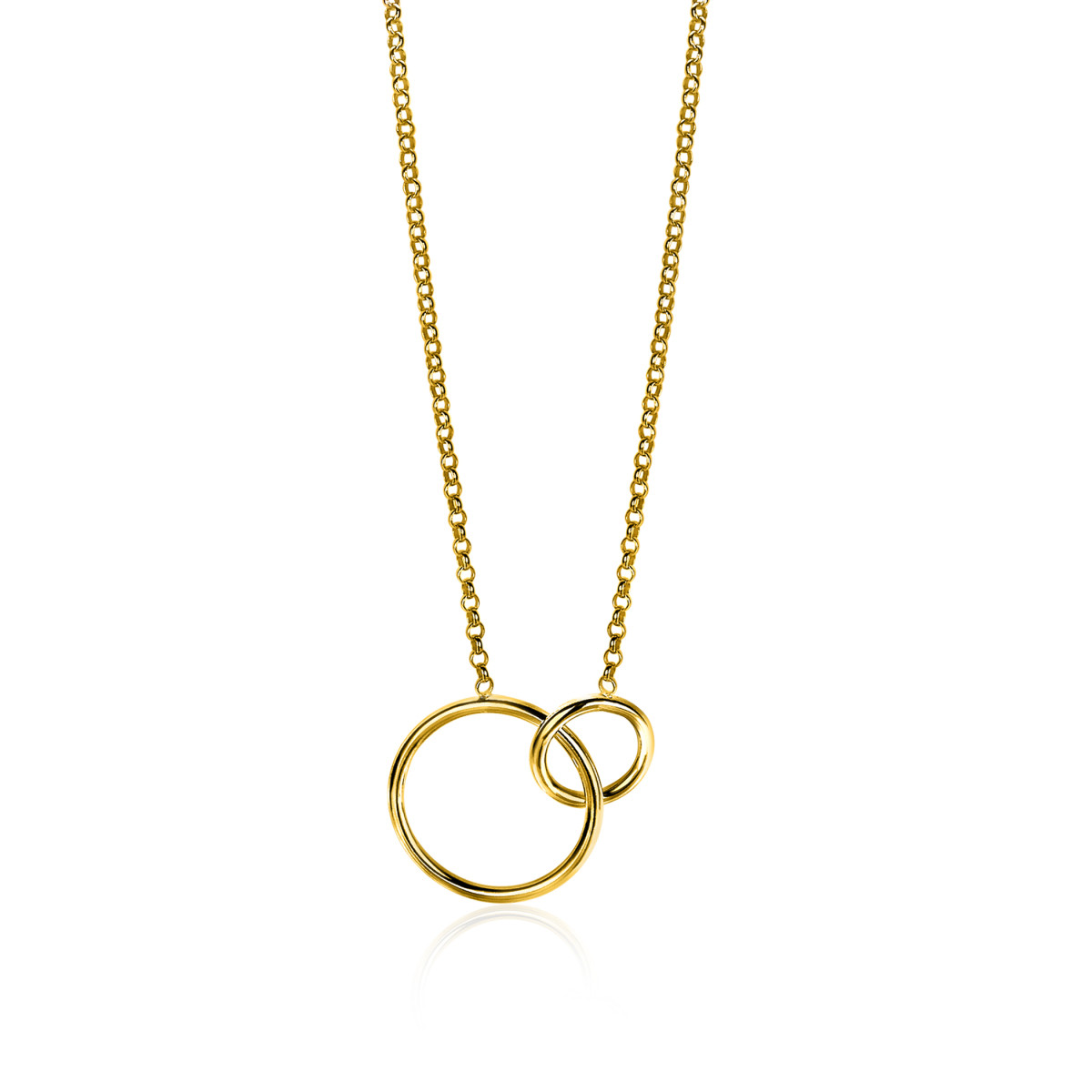 Zinzi ZIC1278G ketting met hanger twee cirkels 18.5 mm - Lengte 43-46 cm