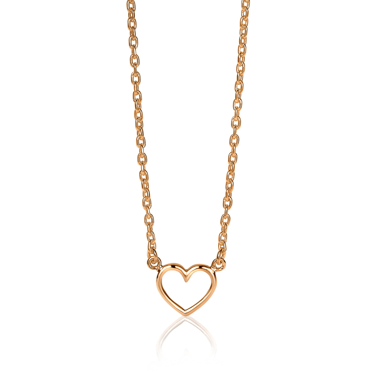 Zinzi ZIC1420R rosékleurige ketting met open hart hanger 10 mm - Lengte 40-43 cm