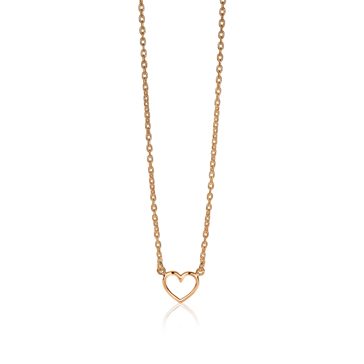 Zinzi ZIC1420R rosékleurige ketting met open hart hanger 10 mm - Lengte 40-43 cm