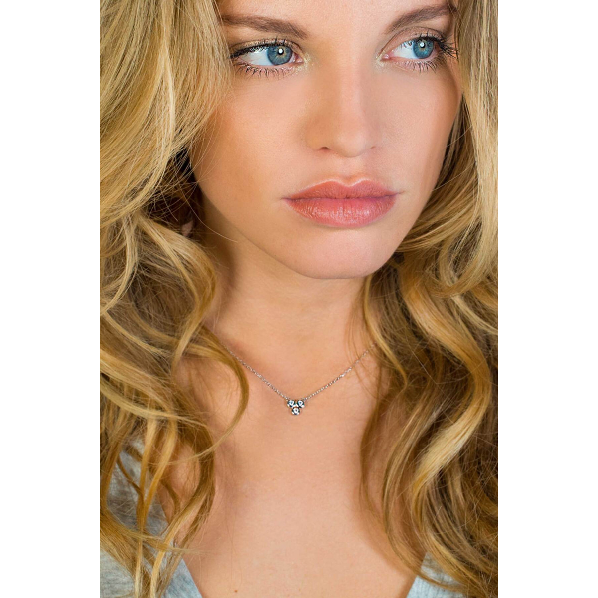 Zinzi ZIC1442 zilveren ketting met zirkonia hanger 8.8 mm breed - Lengte 45 cm