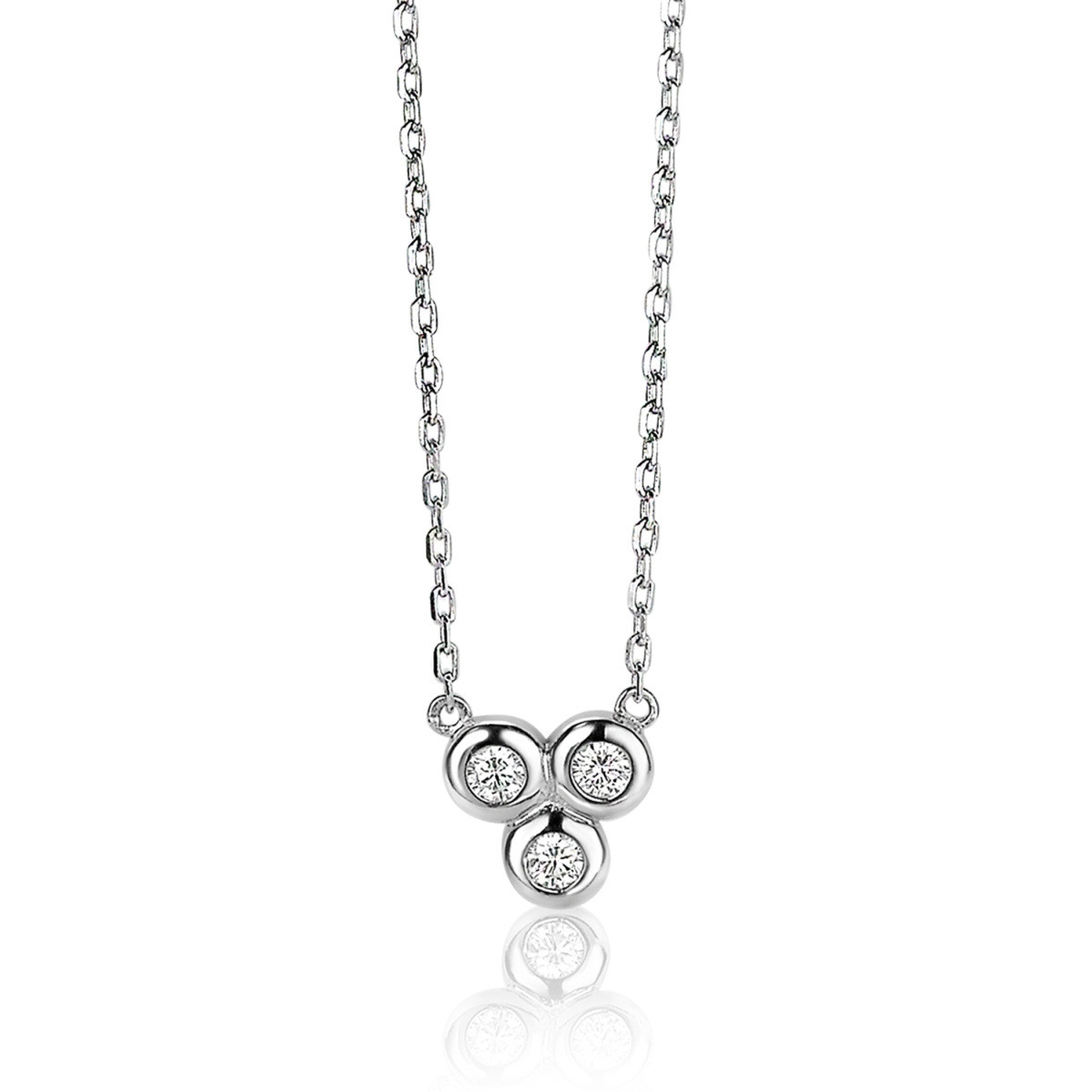 Zinzi ZIC1442 zilveren ketting met zirkonia hanger 8.8 mm breed - Lengte 45 cm