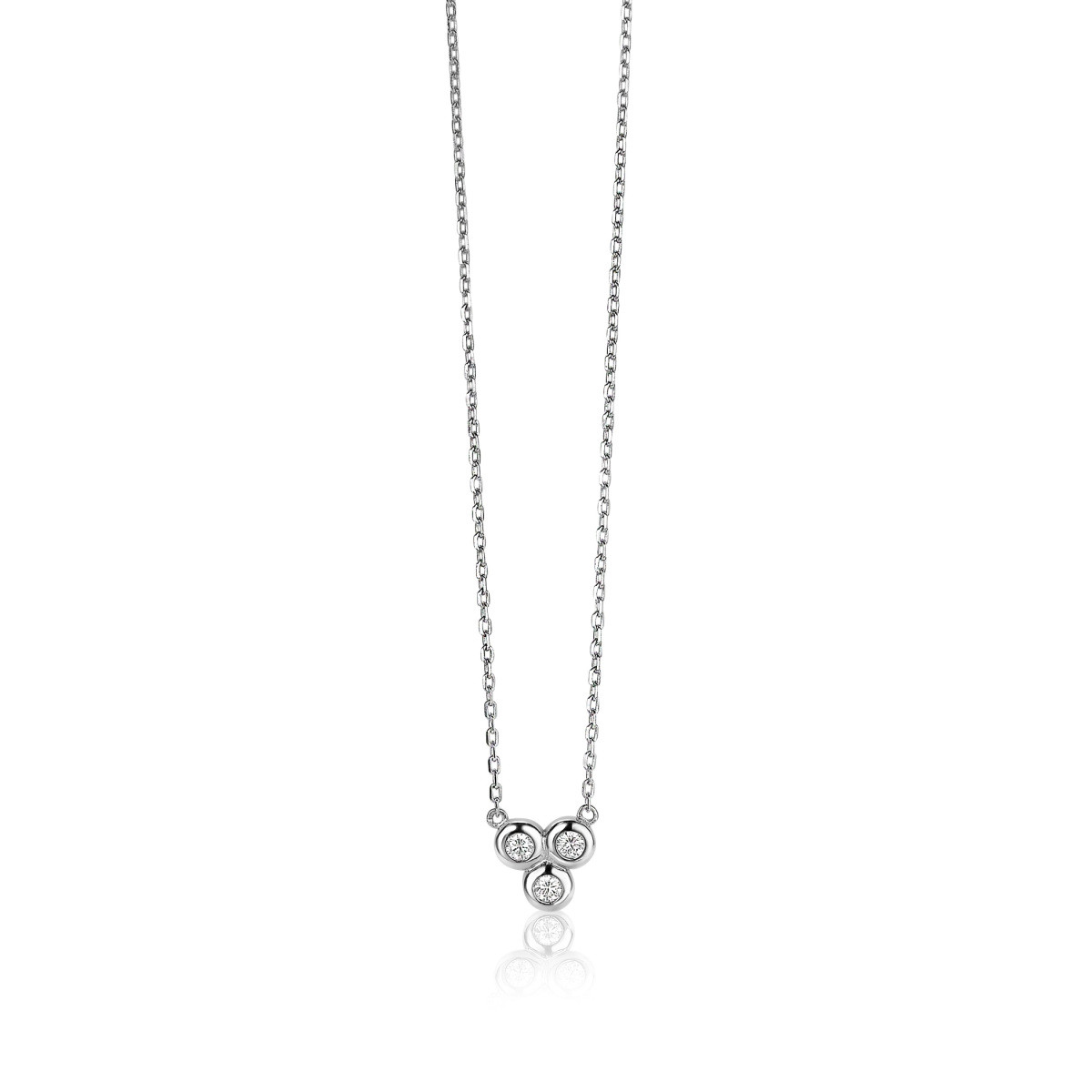 Zinzi ZIC1442 zilveren ketting met zirkonia hanger 8.8 mm breed - Lengte 45 cm