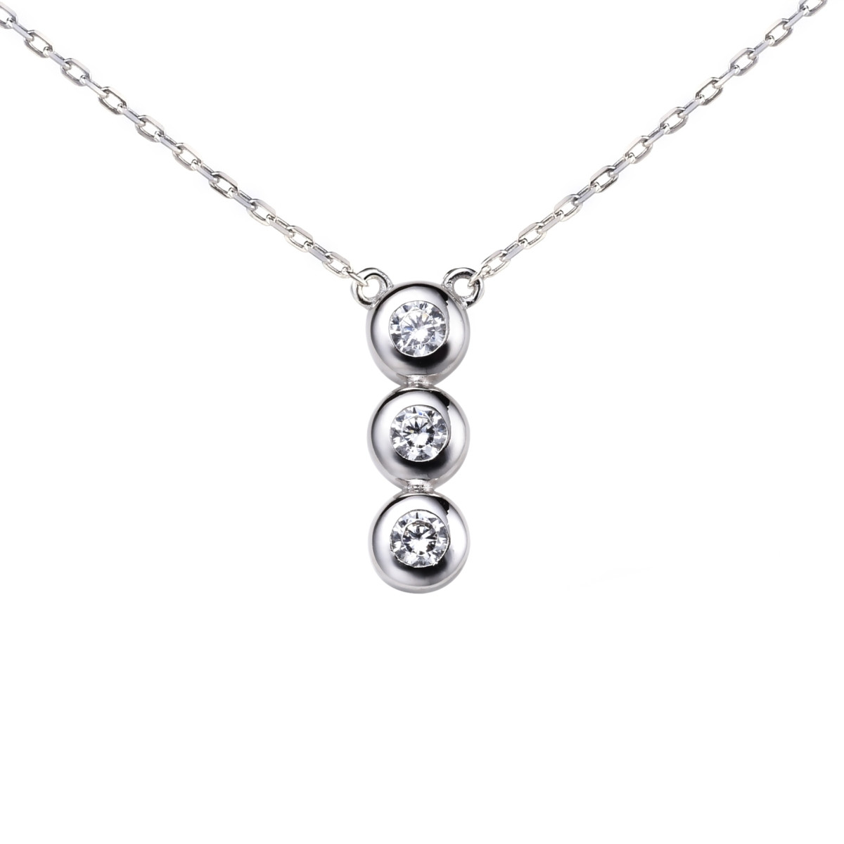 Zinzi ZIC1443 zilveren ketting met hanger drie zirkonia's 14 mm breed - Lengte 45 cm