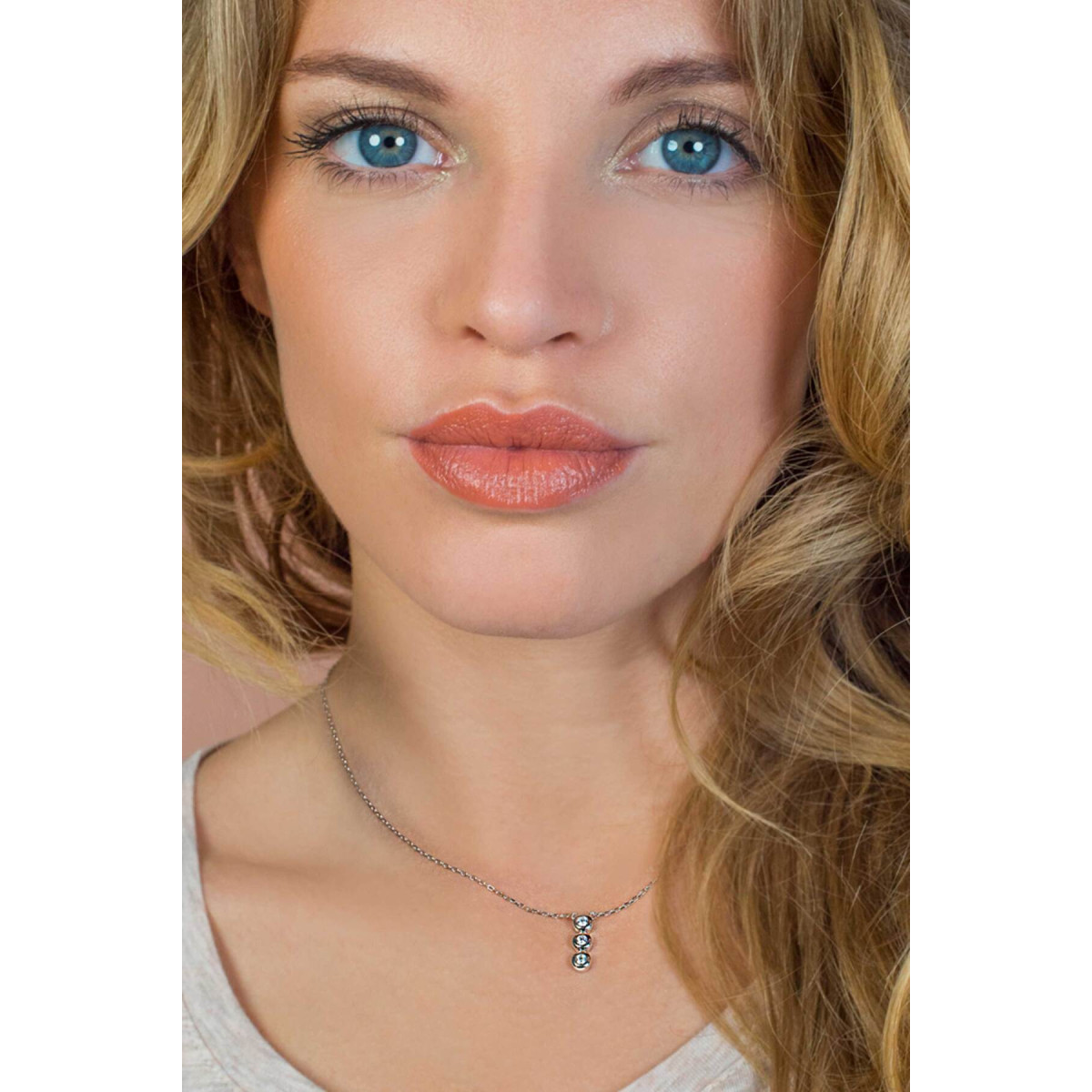 Zinzi ZIC1443 zilveren ketting met hanger drie zirkonia's 14 mm breed - Lengte 45 cm