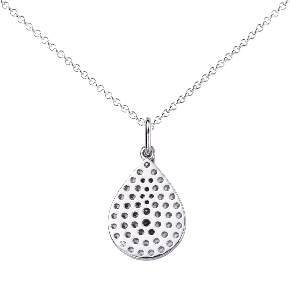 Zinzi ZIC1573 zilveren ketting met hanger druppel zirkonia 14 mm breed - Lengte 40-45 cm