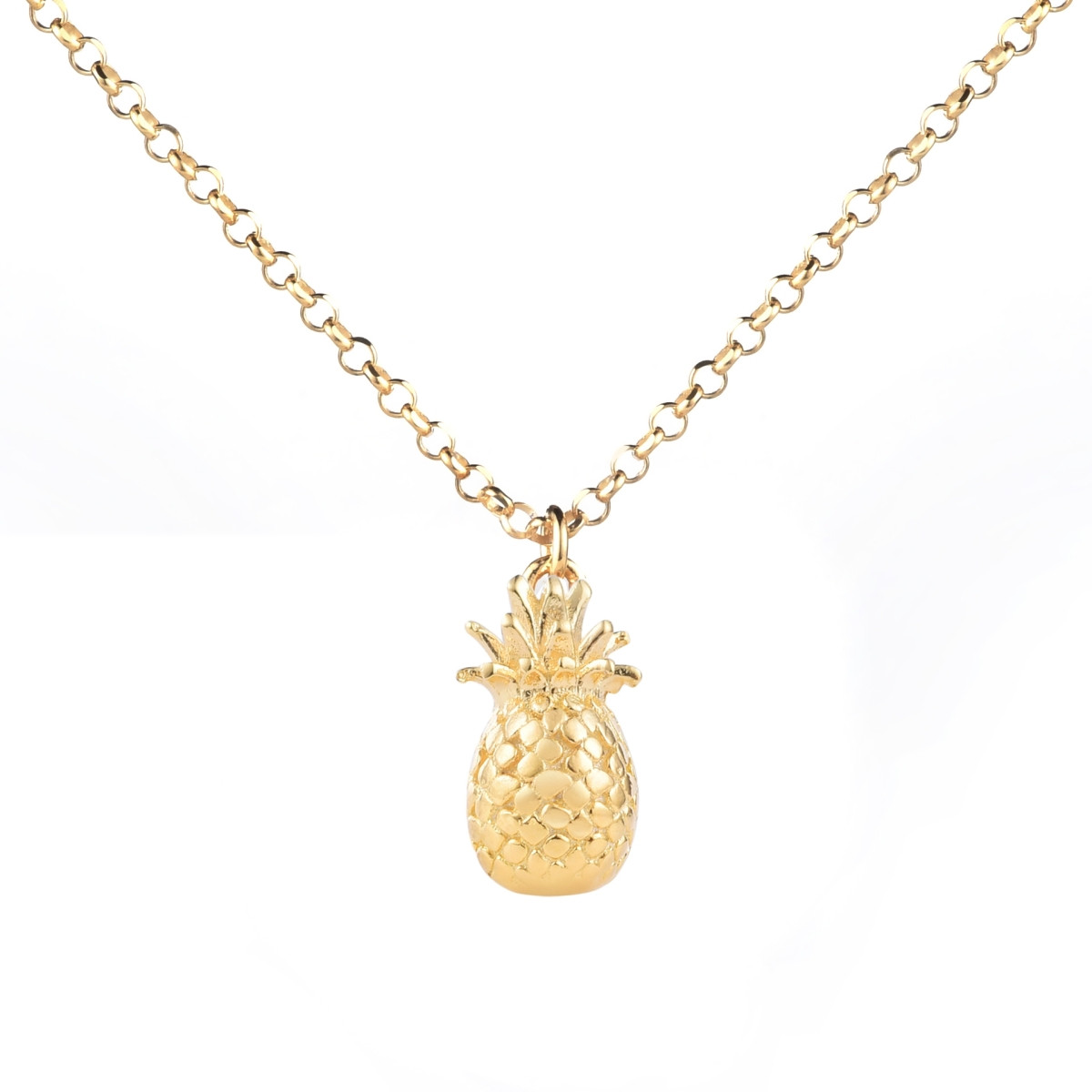 Zinzi ZIC1699G goudkleurige ketting met hanger ananas 9 mm breed - Lengte 42-45 cm