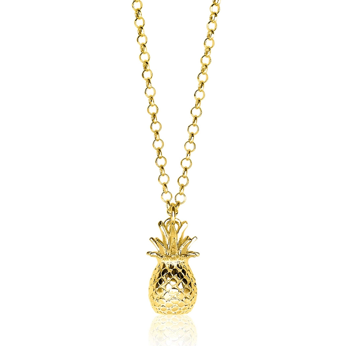 Zinzi ZIC1699G goudkleurige ketting met hanger ananas 9 mm breed - Lengte 42-45 cm