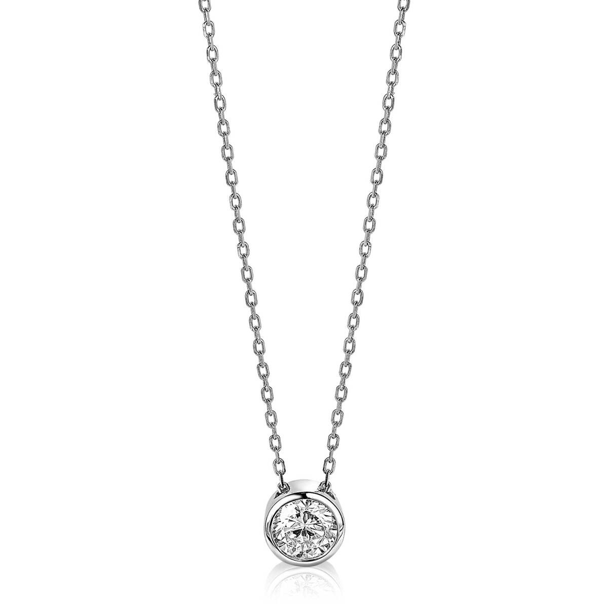 Zinzi ZIC1775 zilveren ketting met zirkonia cirkel - Lengte 40-45 cm