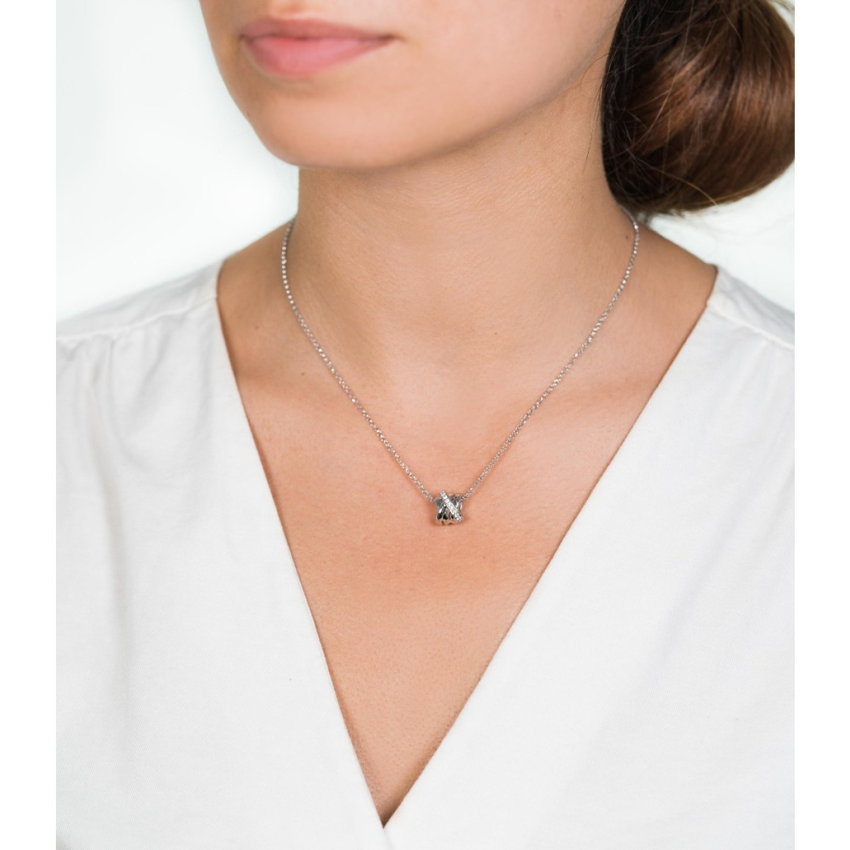 Zinzi ZIC1791S zilveren ketting met hanger en zirkonia - Lengte 42-45 cm
