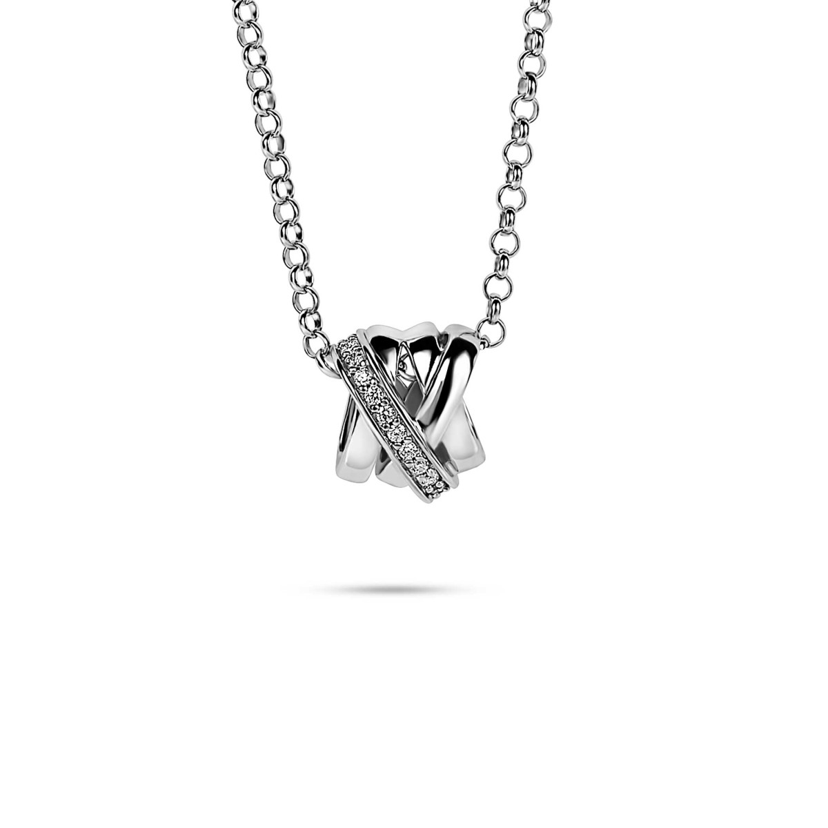 Zinzi ZIC1791S zilveren ketting met hanger en zirkonia - Lengte 42-45 cm
