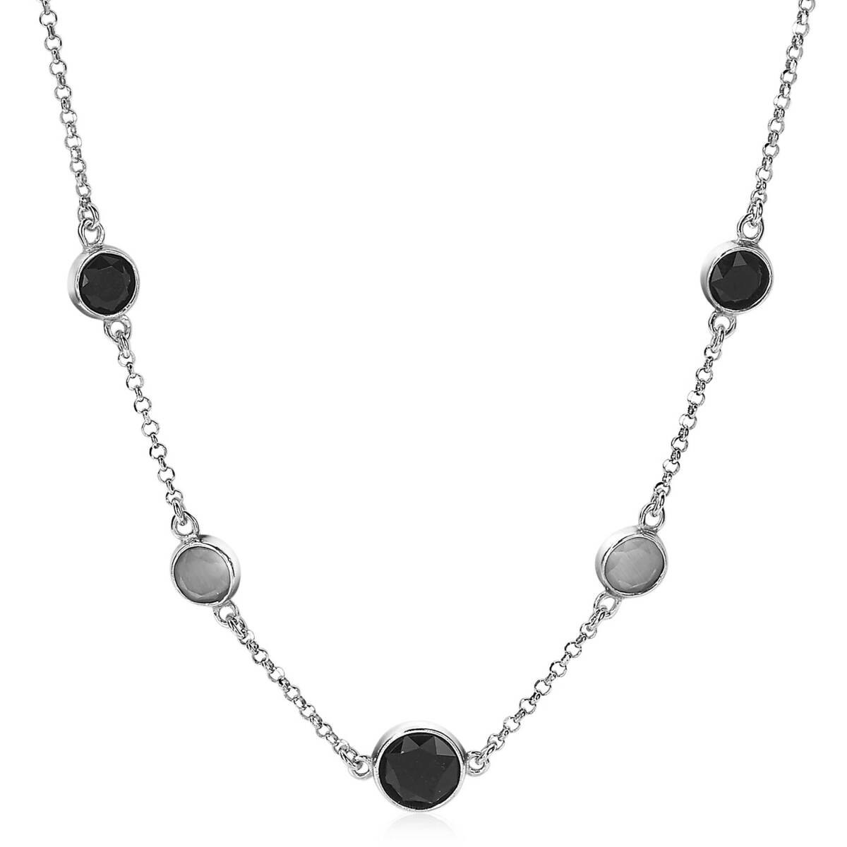Zinzi ZIC1937 zilveren ketting met ronde steen - Lengte 45 cm