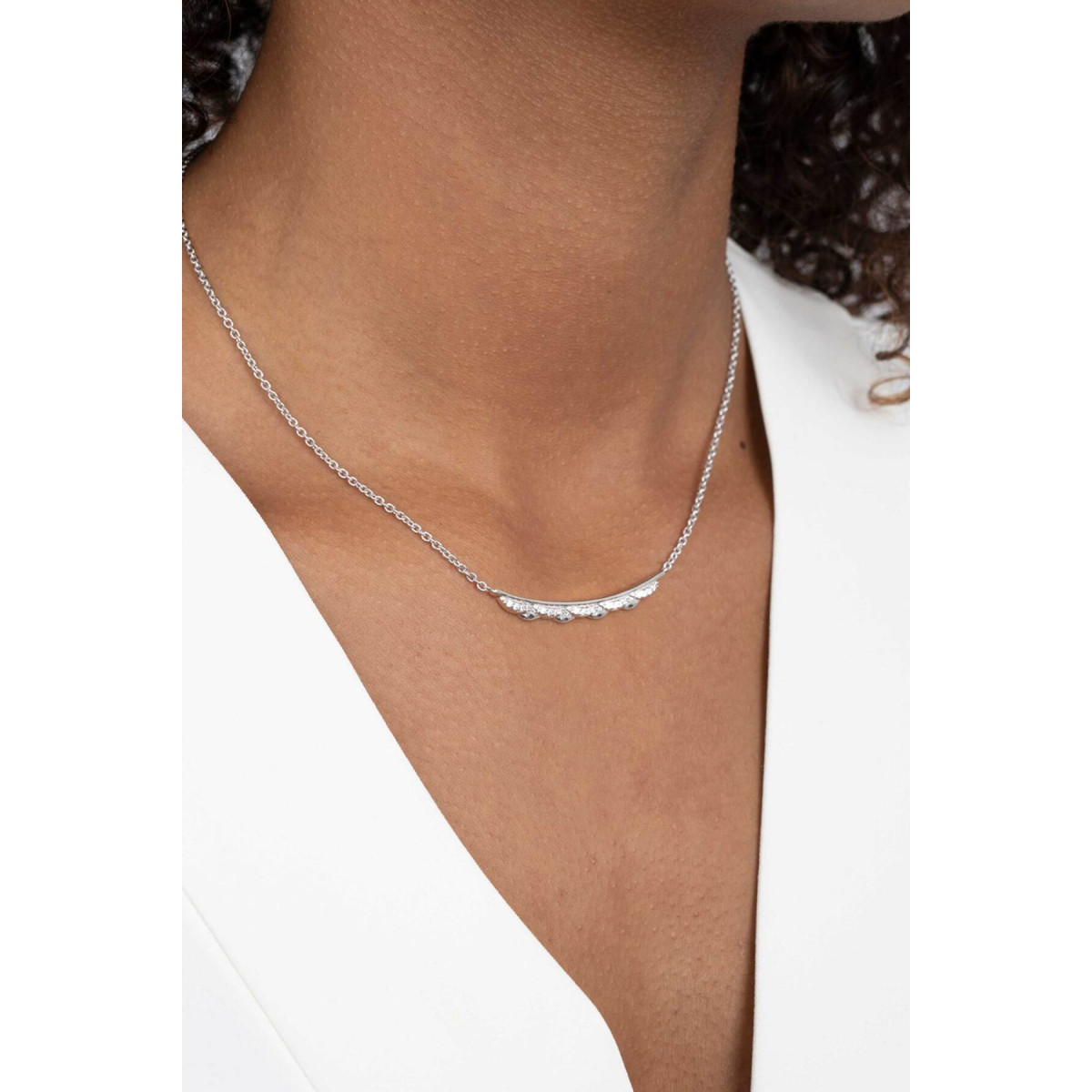 Zinzi ZIC2034 zilveren ketting met hanger balkje zirkonia 4.5 mm breed - Lengte 42-45 cm