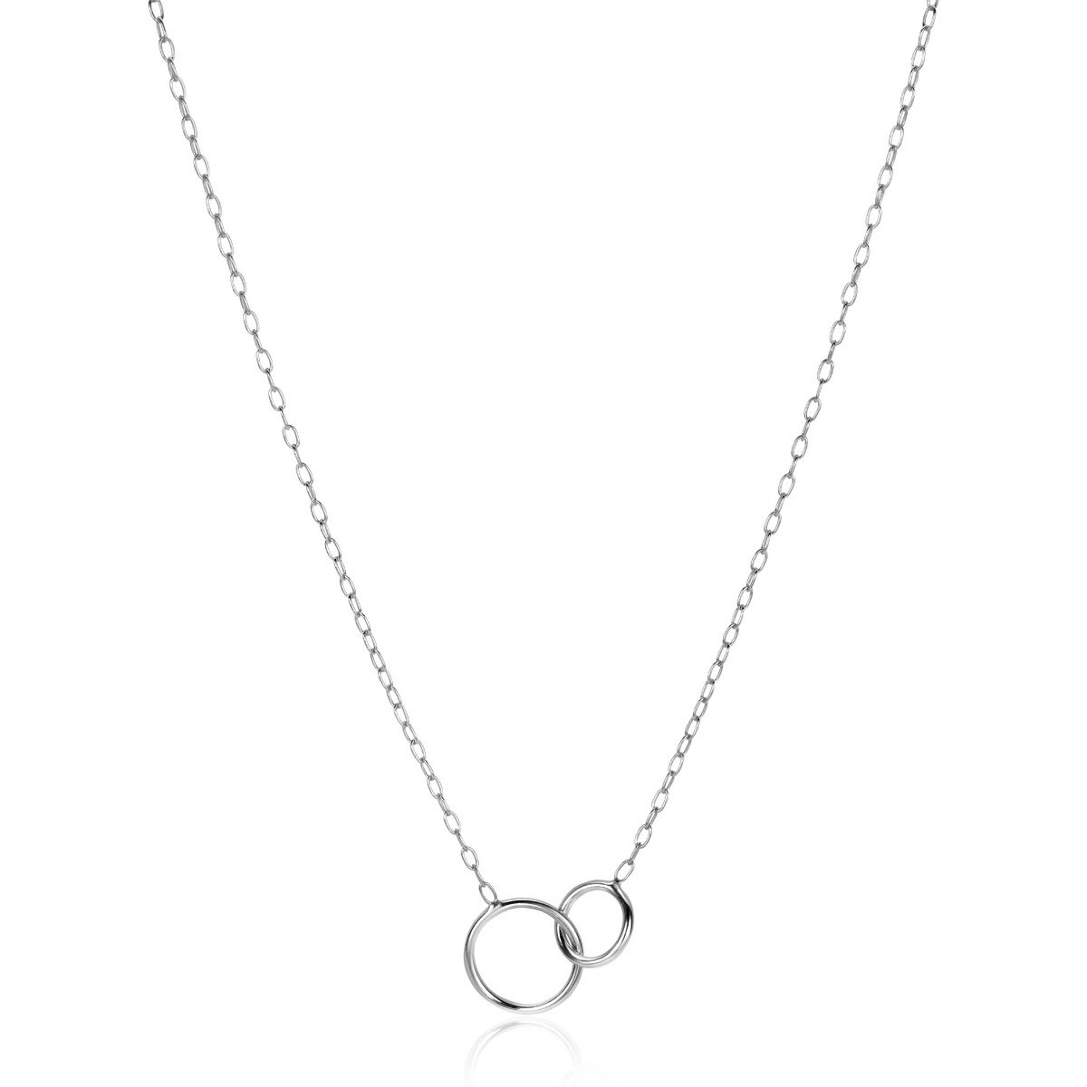 Zinzi ZIC2275 zilveren schakelketting met hanger cirkels 12.5 mm breed - Lengte 42-45 cm