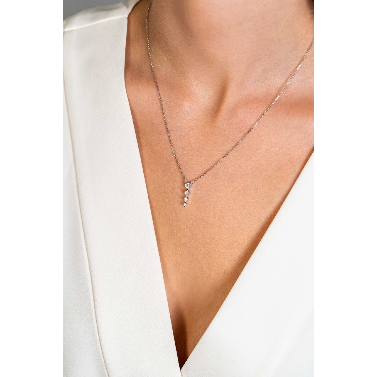 Zinzi ZIC2328 zilveren ketting met ronde zirkonia's onder elkaar 4 mm breed - Lengte 42-45 cm