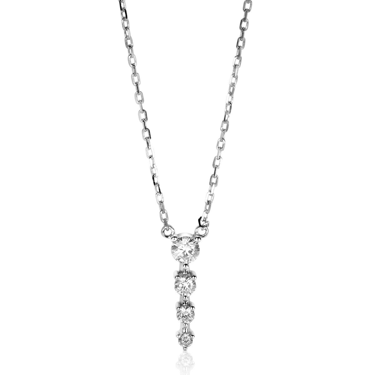 Zinzi ZIC2328 zilveren ketting met ronde zirkonia's onder elkaar 4 mm breed - Lengte 42-45 cm