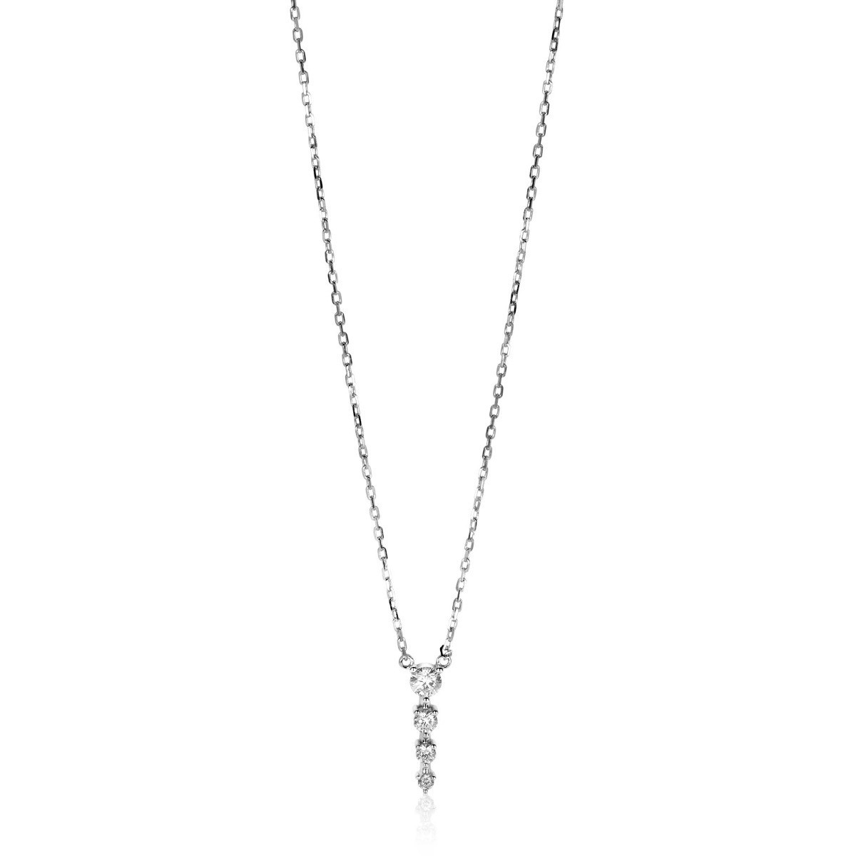 Zinzi ZIC2328 zilveren ketting met ronde zirkonia's onder elkaar 4 mm breed - Lengte 42-45 cm