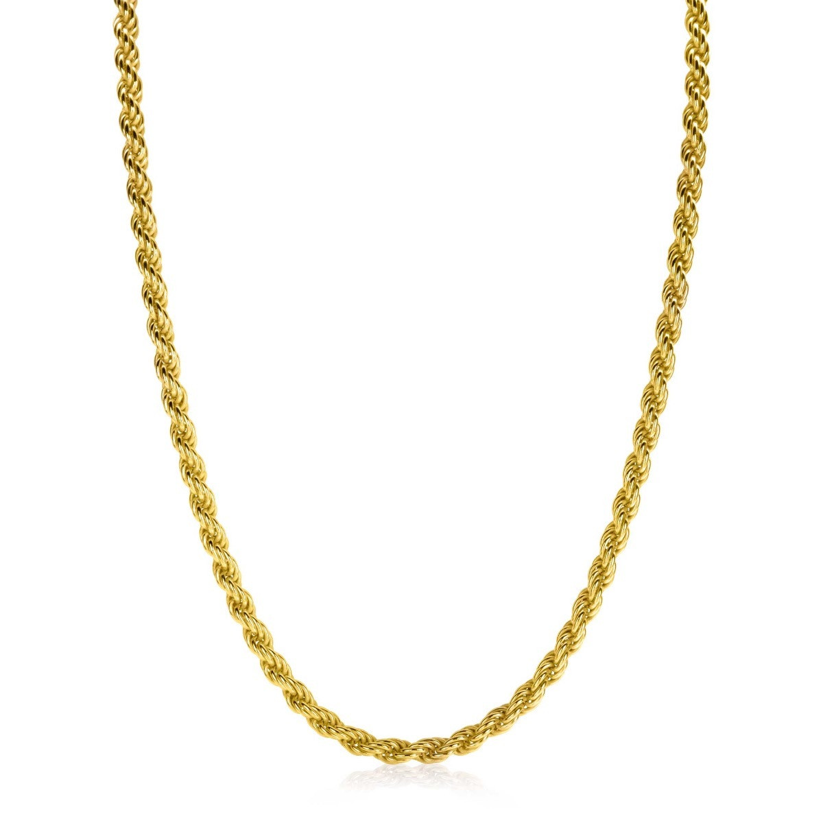 Zinzi ZIC2343G goudkleurige gedraaide koord schakelketting 4 mm breed - Lengte 42-45 cm