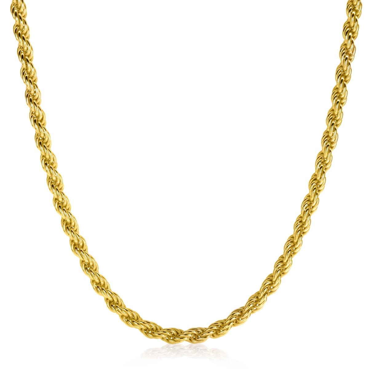 Zinzi ZIC2343G goudkleurige gedraaide koord schakelketting 4 mm breed - Lengte 42-45 cm