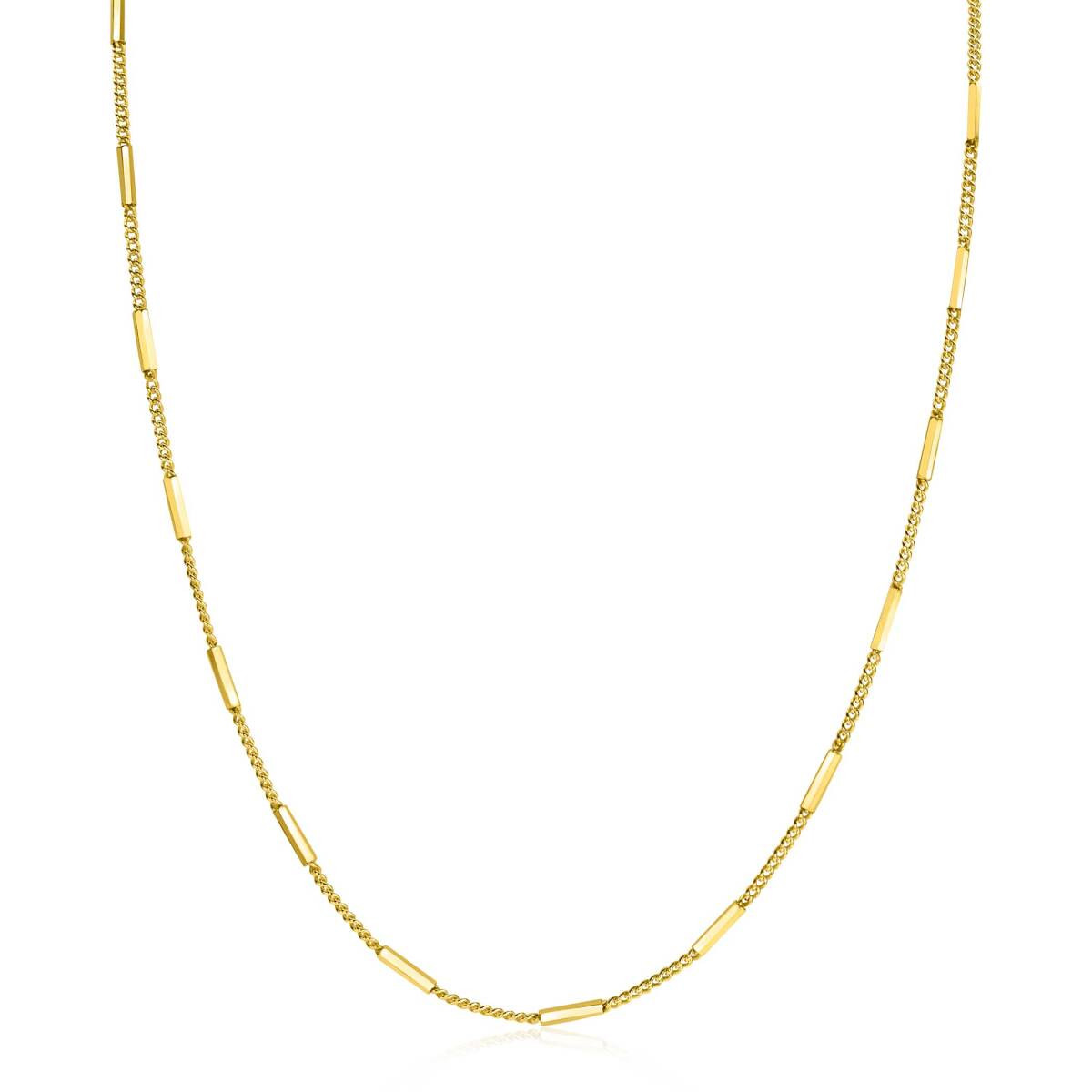 Zinzi ZIC2366G gold plated gourmet ketting bar 1.6 mm breed - Lengte 40-45 cm