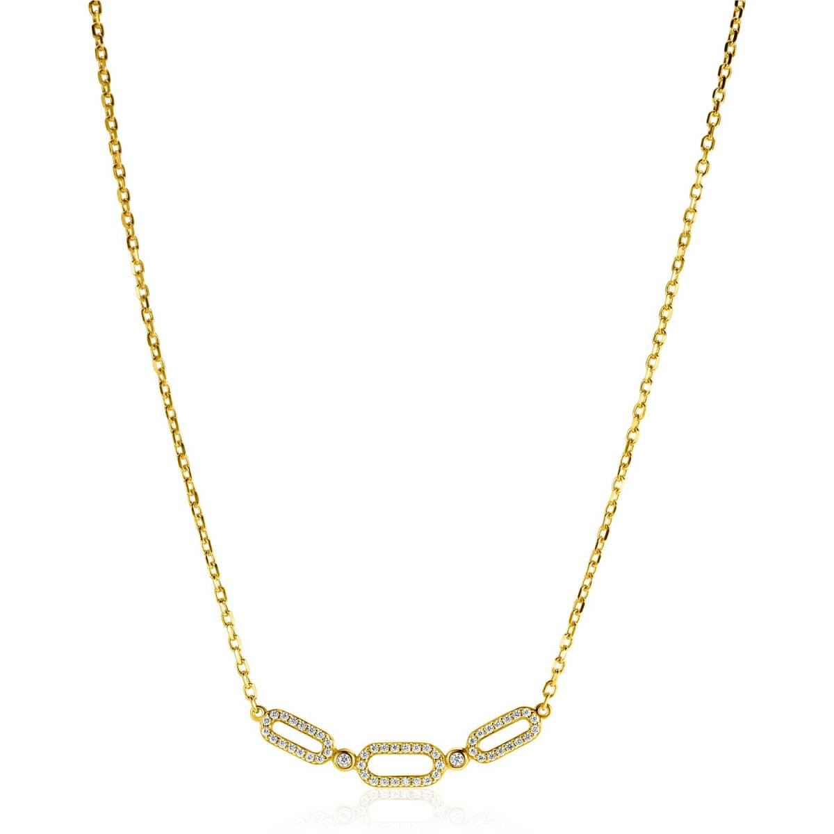 Zinzi ZIC2398Y goudkleurige schakelketting met zirkonia 5.2 mm breed - Lengte 40-45 cm