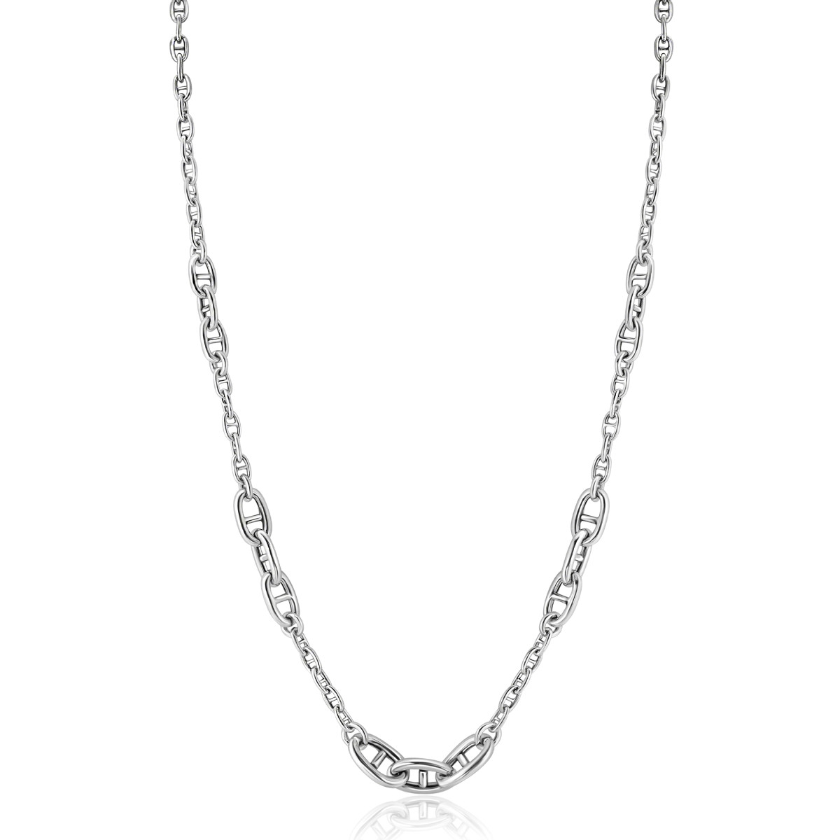 Zinzi ZIC2407 zilveren marine schakelketting modern 7 mm breed - Lengte 43-48 cm
