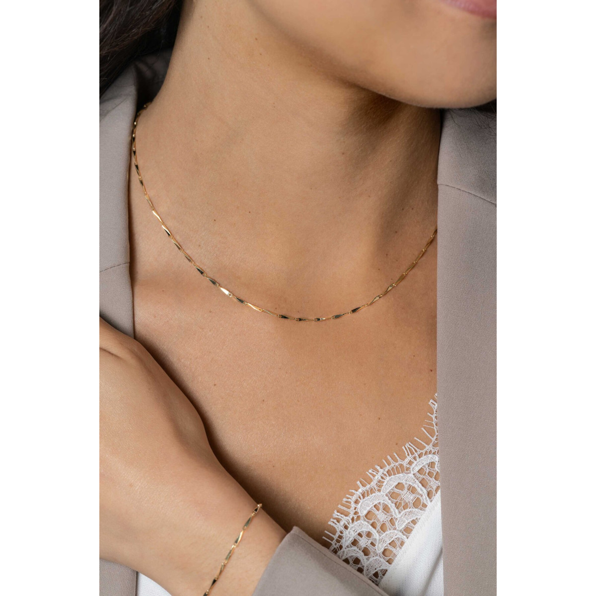 Zinzi ZIC2414G goudkleurige schakelketting gedraaid patroon 1.5 mm breed - Lengte 42-45 cm