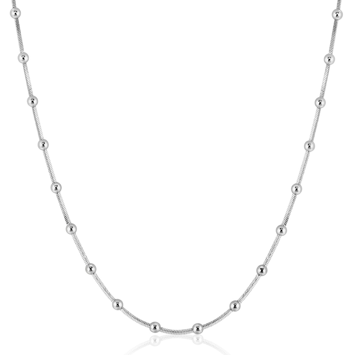 Zinzi ZIC2471 zilveren ketting slang bolletjes 2.5 mm breed - Lengte 43-45 cm