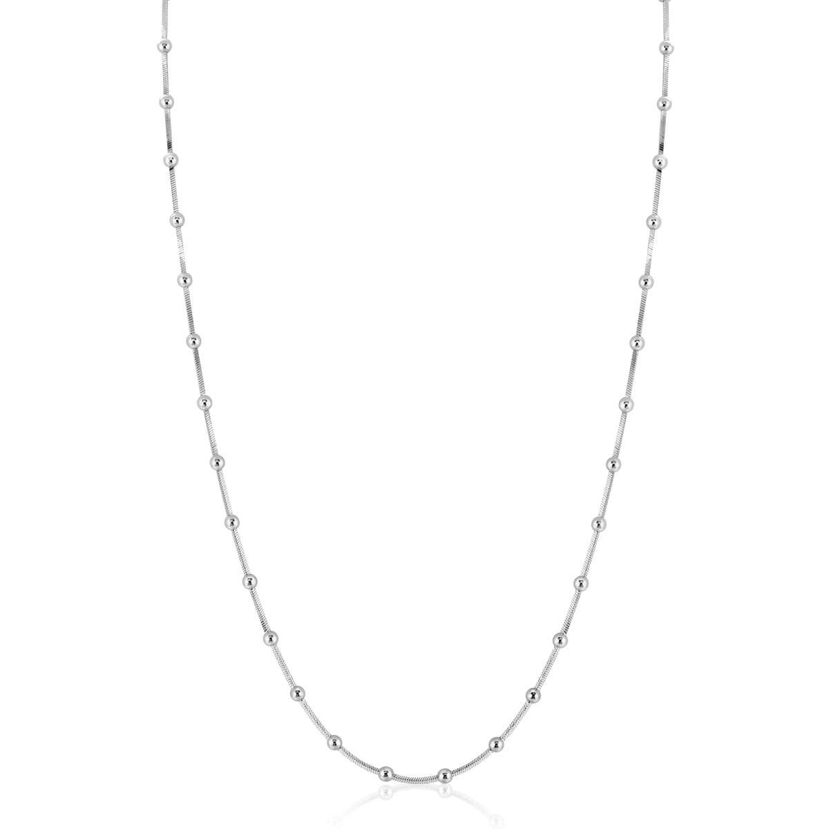 Zinzi ZIC2471 zilveren ketting slang bolletjes 2.5 mm breed - Lengte 43-45 cm