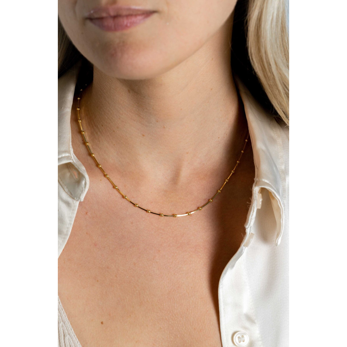 Zinzi ZIC2471G goudkleurige schakelketting met slang patroon 2.5 mm breed - Lengte 43-45 cm