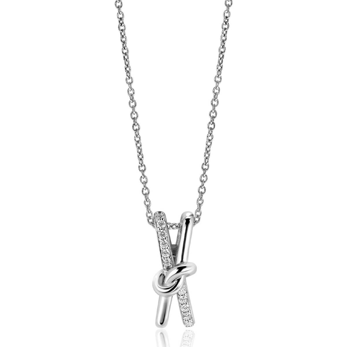Zinzi ZIC2505 zilveren ketting met hanger knoop en kruisje 19.5 mm breed - Lengte 45 cm
