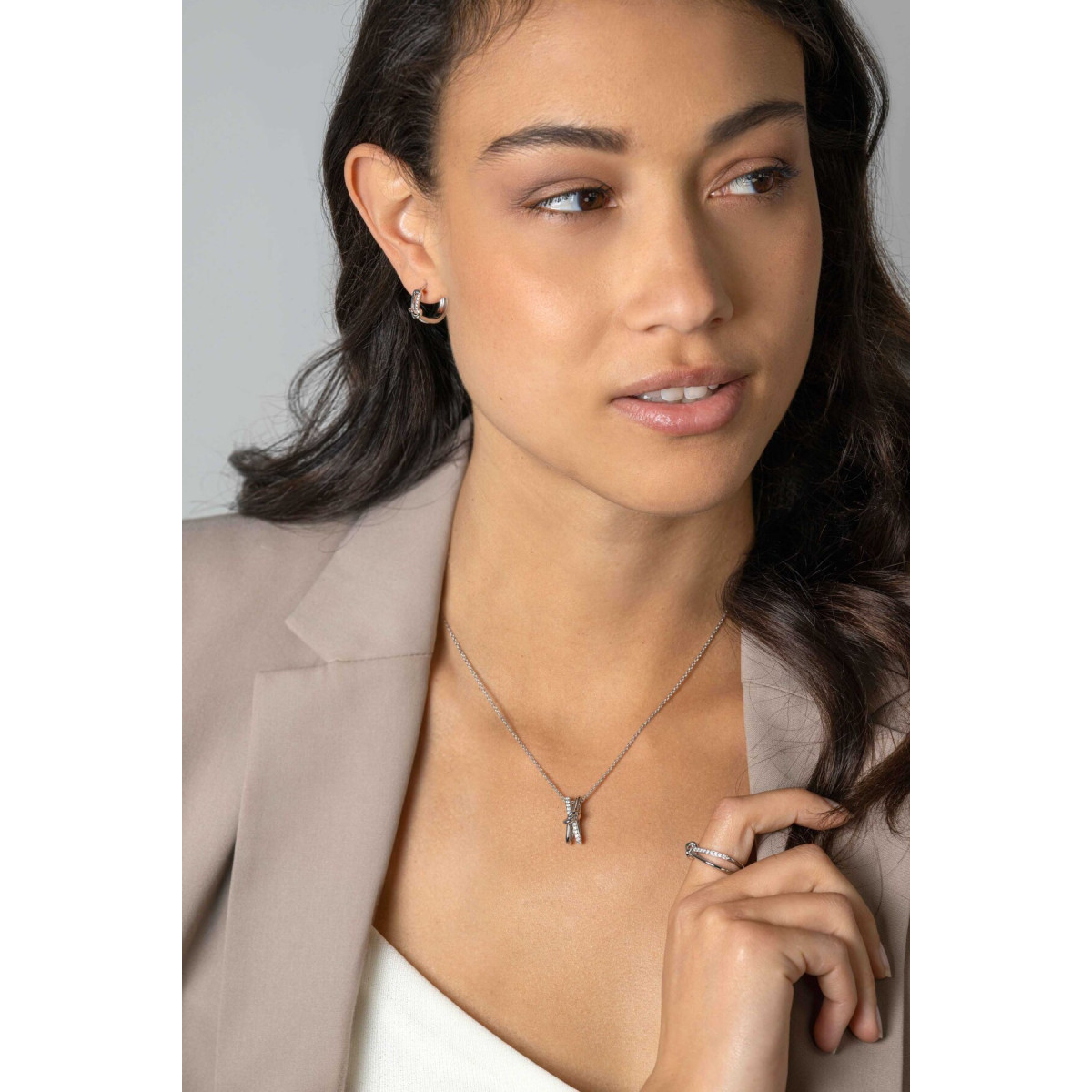 Zinzi ZIC2505 zilveren ketting met hanger knoop en kruisje 19.5 mm breed - Lengte 45 cm
