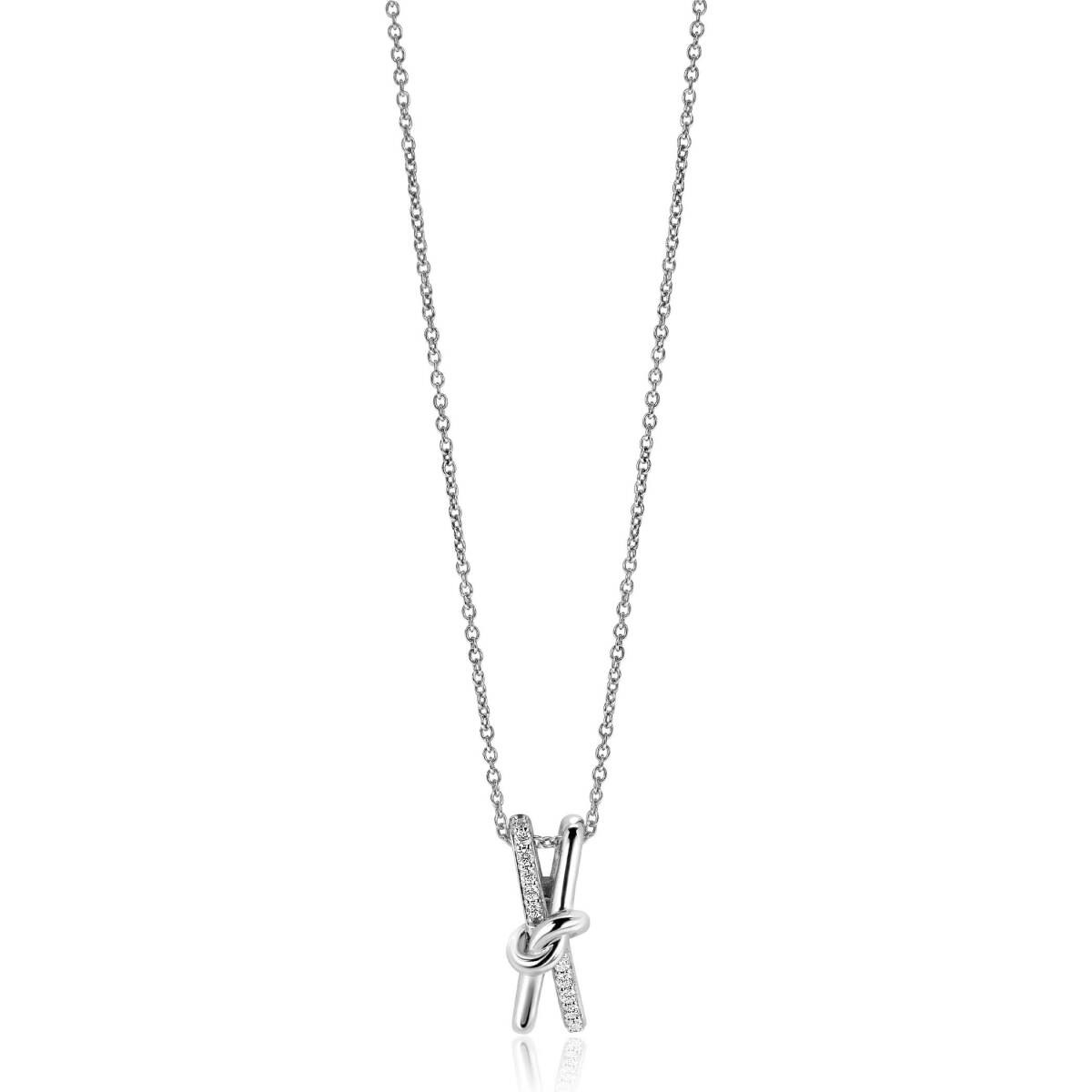 Zinzi ZIC2505 zilveren ketting met hanger knoop en kruisje 19.5 mm breed - Lengte 45 cm